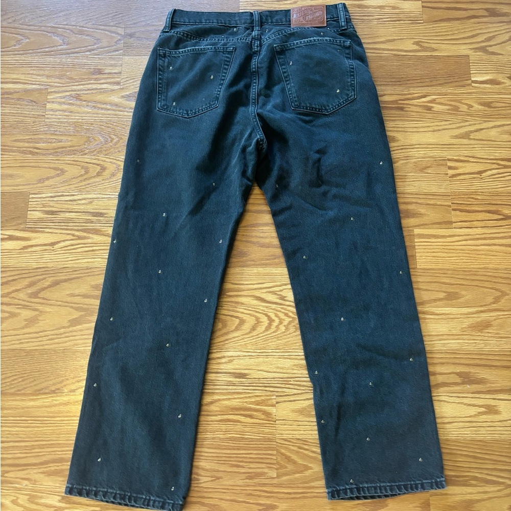 Lucky Brand 90s Loose Fit High Rise Straight Black Studded Jeans Size 8 or 29 - Picture 7 of 12
